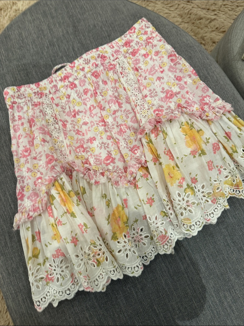 LoveShackFancy Floral Ruffle Mini Skirt - Picture 7 of 11